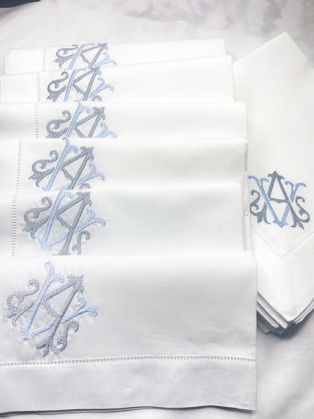 Linen/Cotton Blend Hemstitched Dinner Napkins - Antique Chic