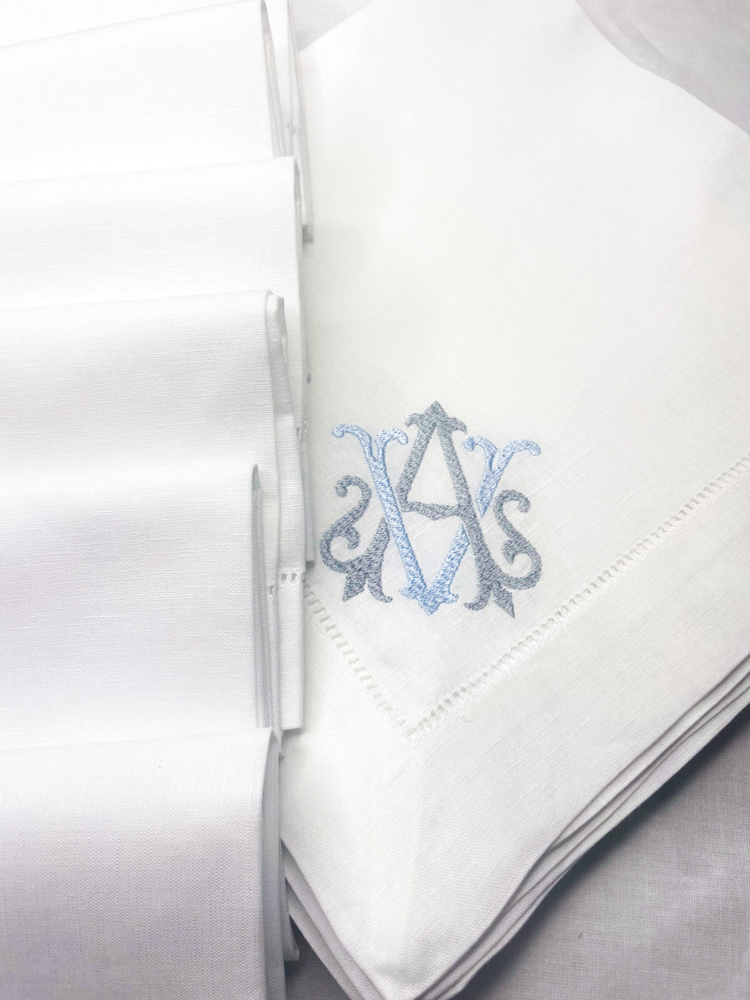 Linen/Cotton Blend Hemstitched Dinner Napkins - Antique Chic
