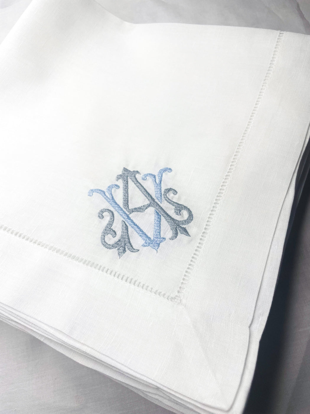 Linen/Cotton Blend Hemstitched Dinner Napkins - Antique Chic