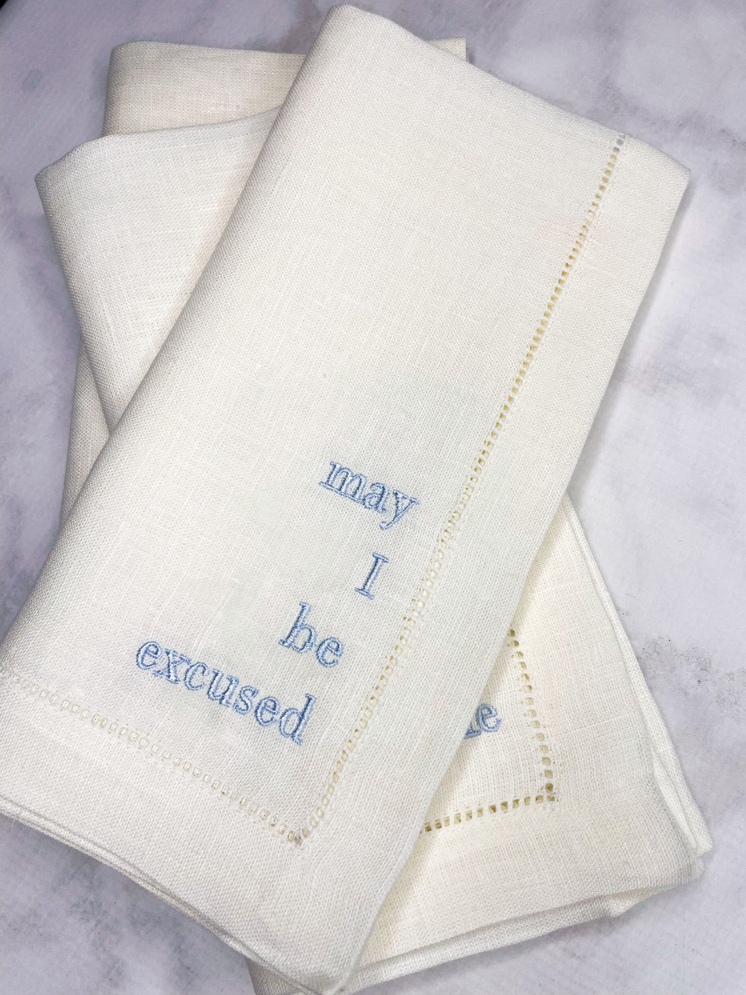 Linen/Cotton Blend Hemstitched Dinner Napkins - Manners Set of Napkins