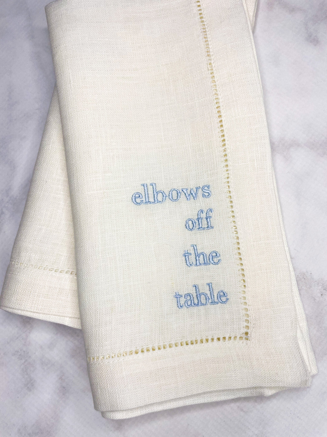 Linen/Cotton Blend Hemstitched Dinner Napkins - Manners Set of Napkins