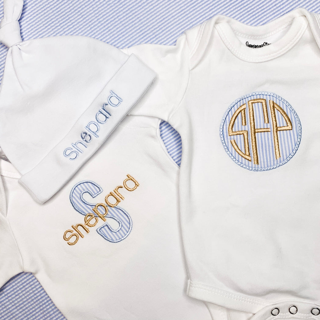 Baby Boy Coming Home Outfit, Set of Onesies, Cap Personalized baby Gift