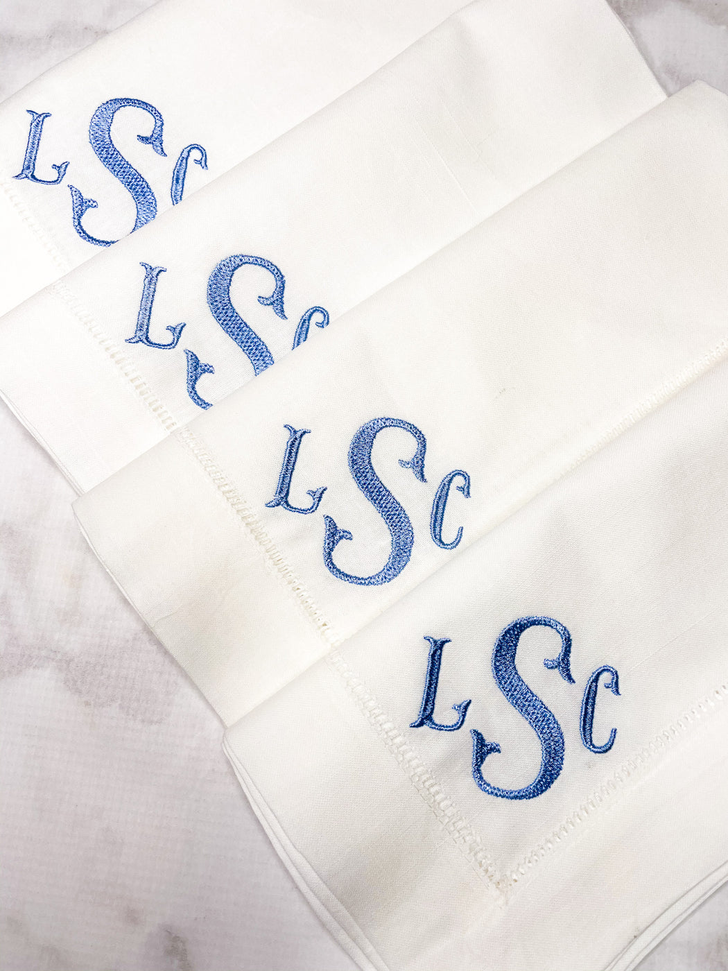 Monogrammed Linen Hemstitch Dinner Napkins
