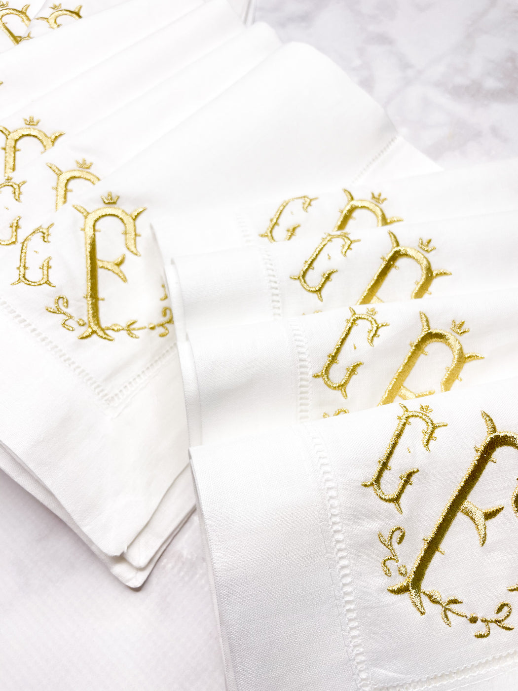 Monogrammed Linen Hemstitch Dinner Napkins