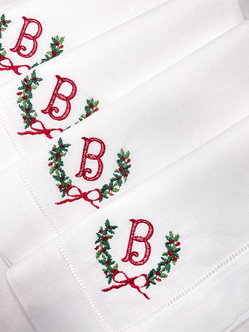 Monogrammed Linen Hemstitch Dinner Napkins