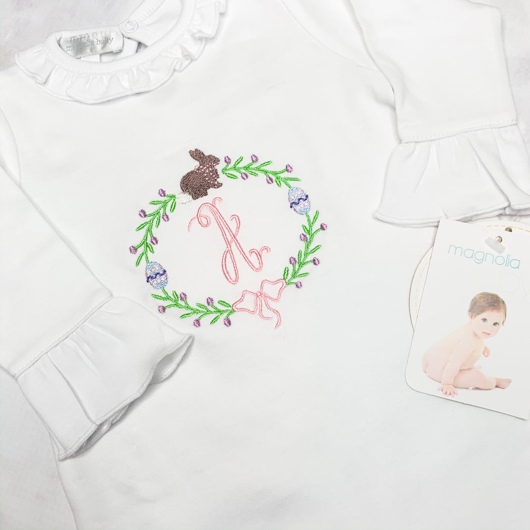 Baby Girl Coming Home White Romper, Easter theme, Personalized gift