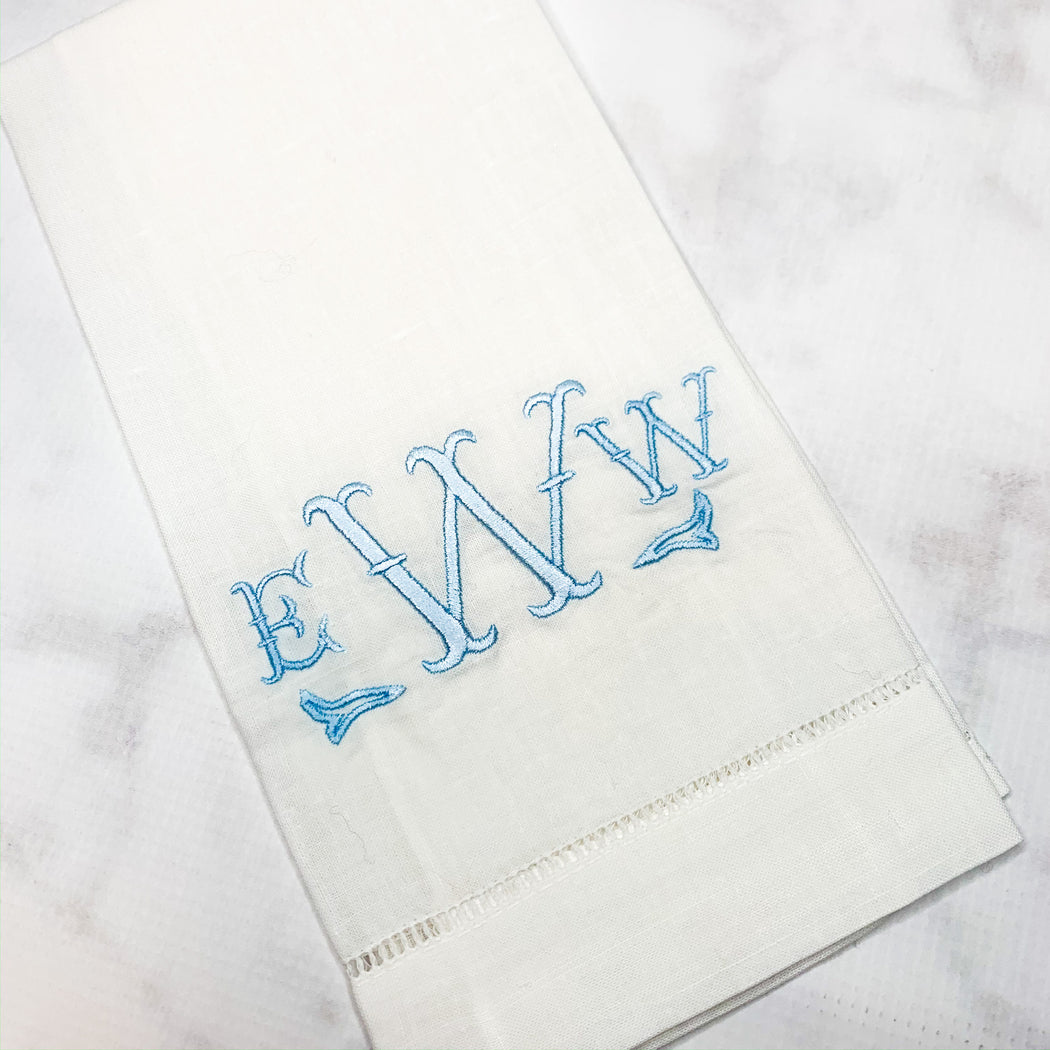 Monogrammed White Linen Hand/Guest Towel
