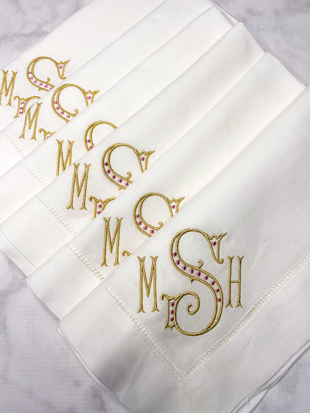Monogrammed Linen Hemstitch Dinner Napkins