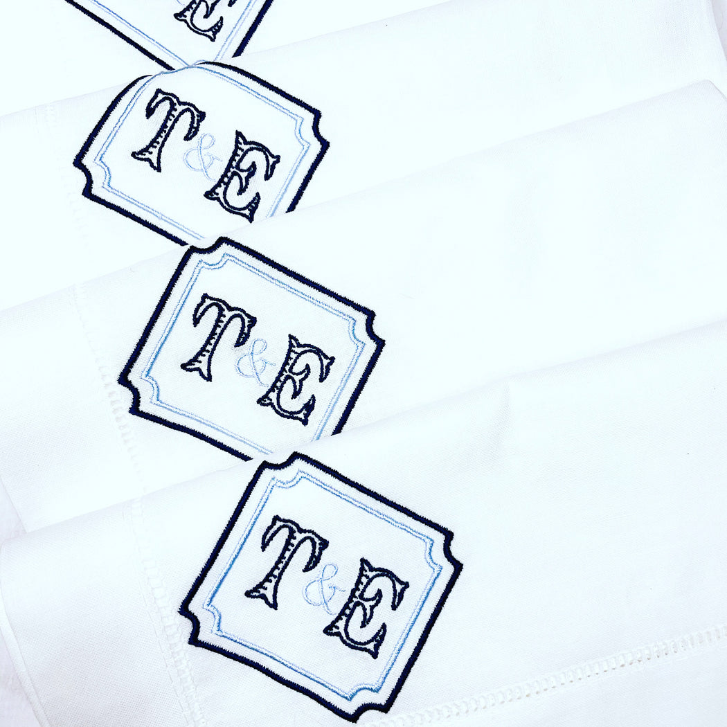 Monogrammed Linen Hemstitch Dinner Napkins