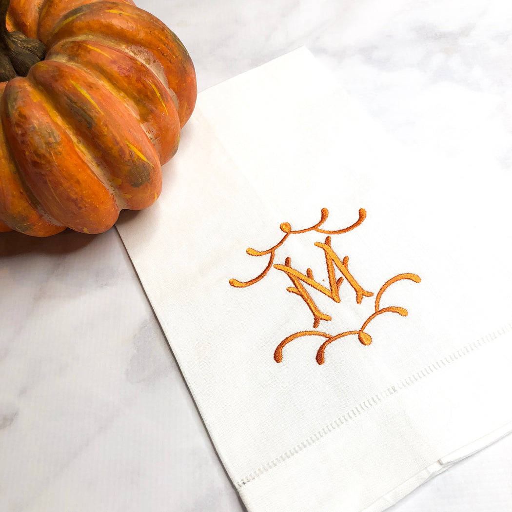 Monogrammed Fall Linen Hand Towel Hostess Gift