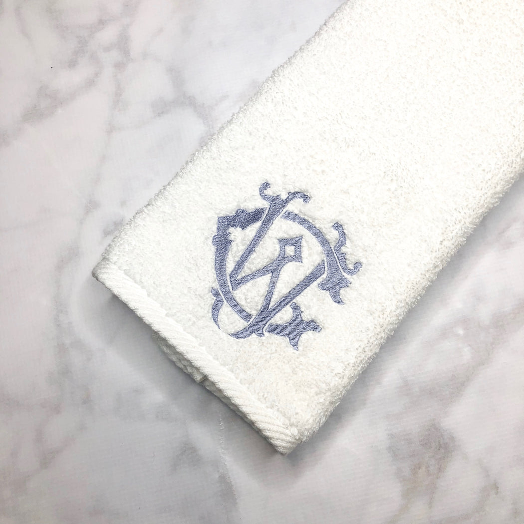 Monogrammed Terry Microfiber Cotton White Hand Towel