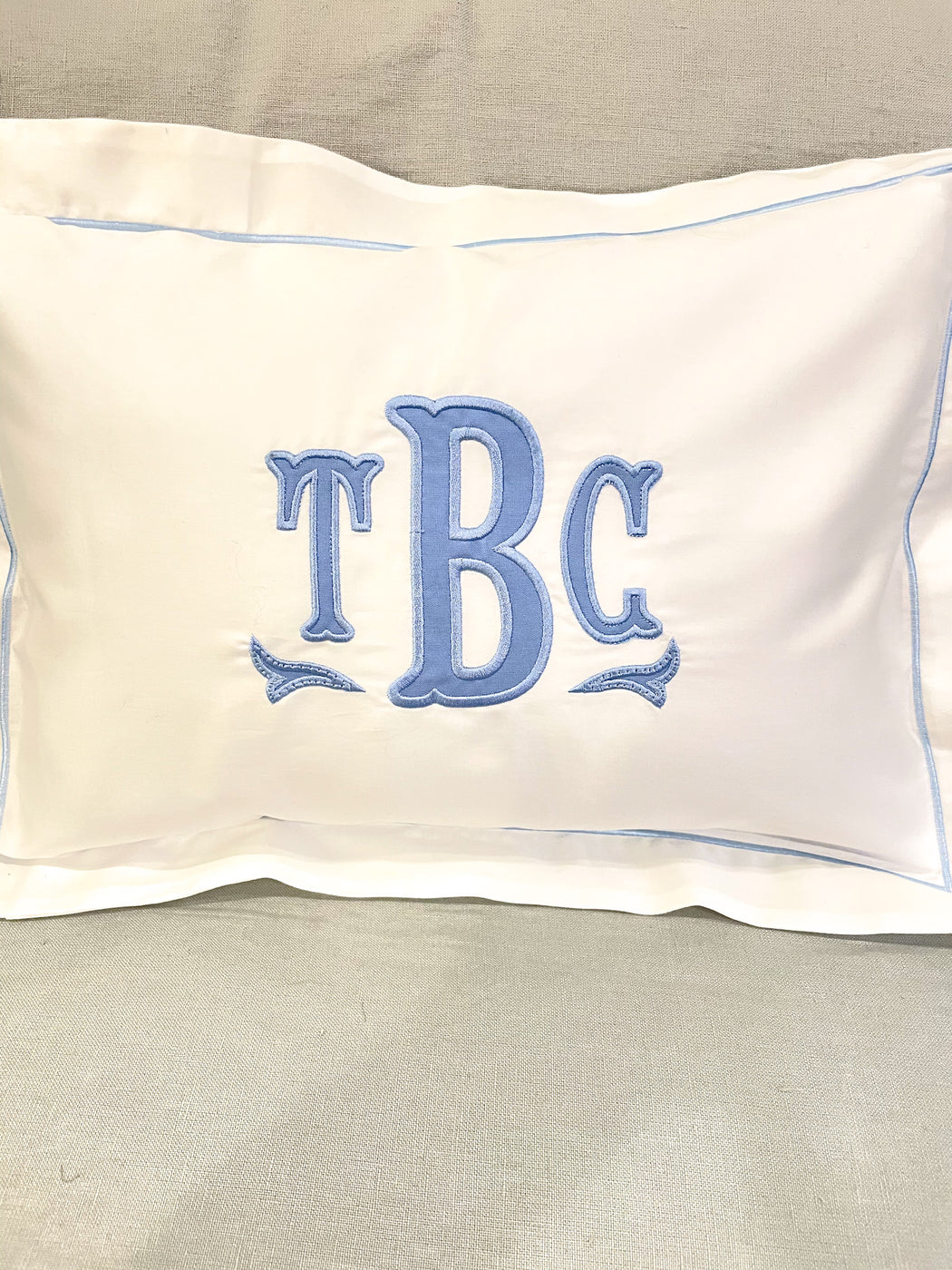 Appliquéd monogrammed Baby Boy pillow boudoir size for Nursery