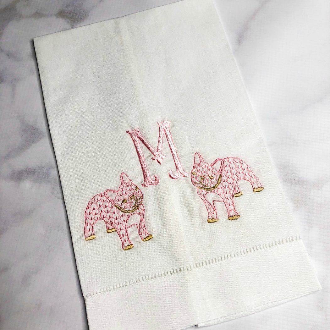 Monogrammed White Linen Hand/Guest Towel