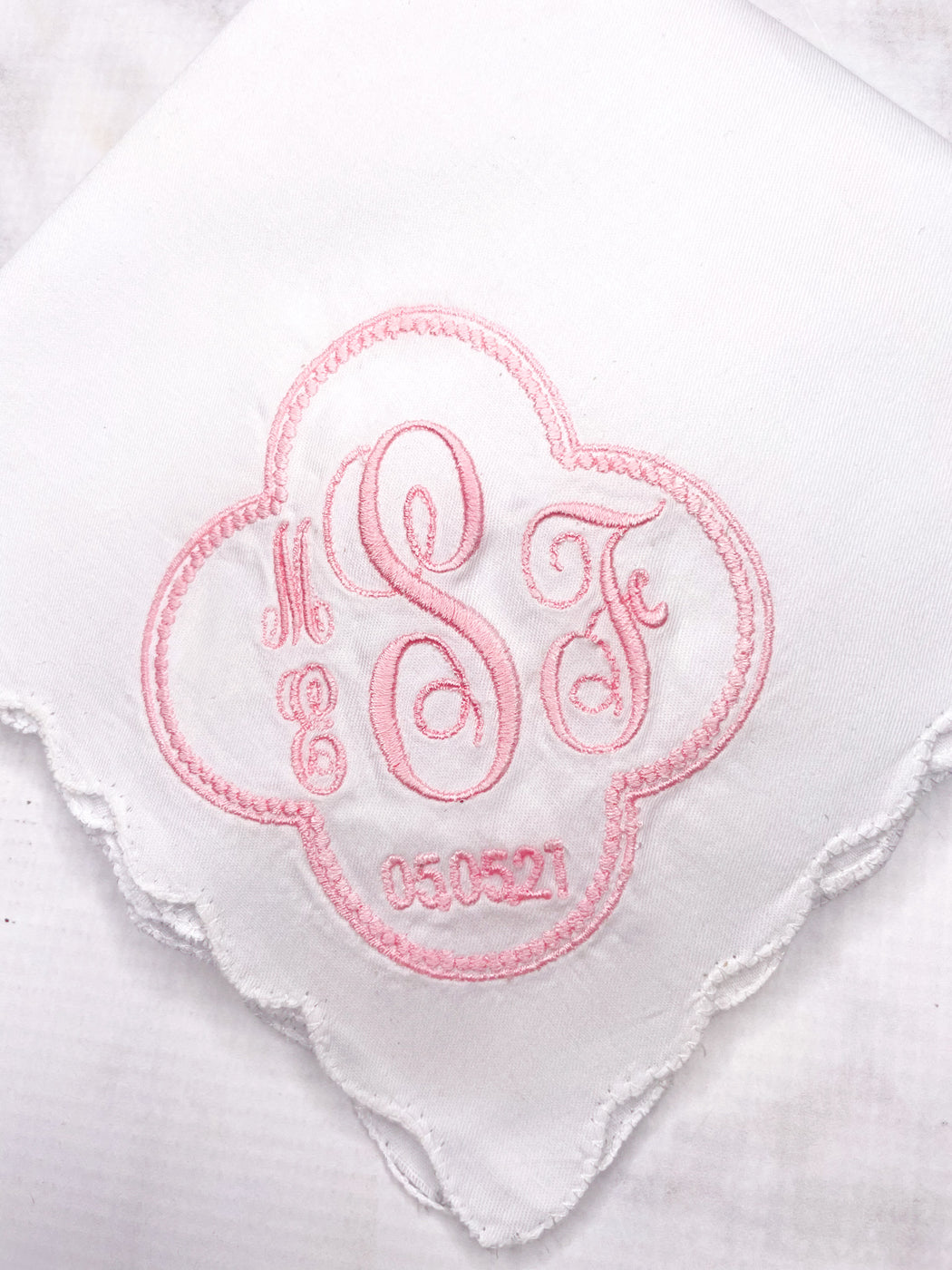 Three letter monogram handkerchief