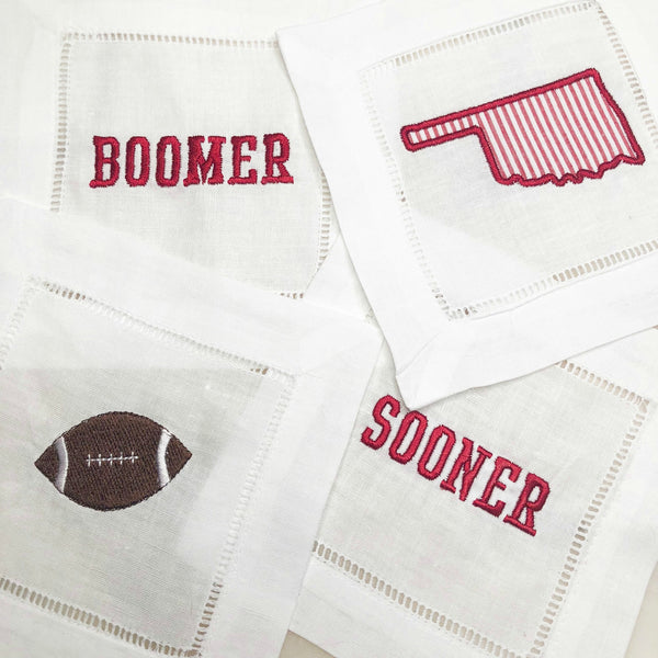 Boomer Sooner Set of Linen Cocktail Napkins