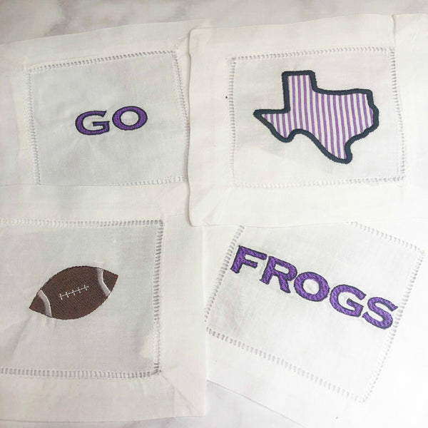 TCU Hornfrogs Set of Linen Cocktail Napkins