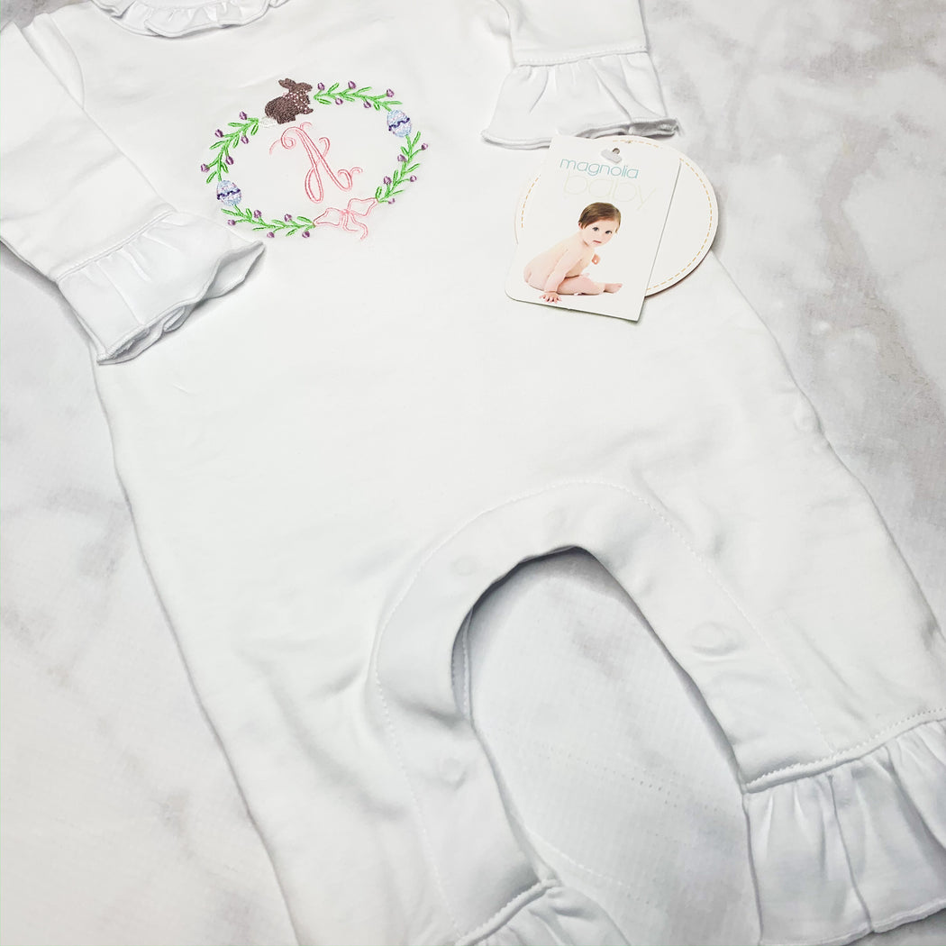 Baby Girl Coming Home White Romper, Easter theme, Personalized gift