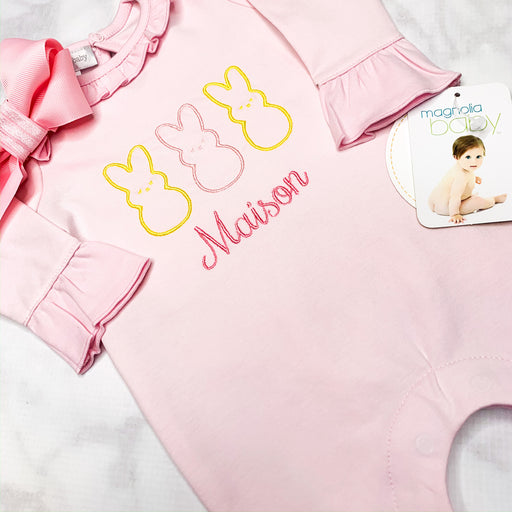 Baby Girl Pink Coming Home Romper, Easter theme, Personalized gift