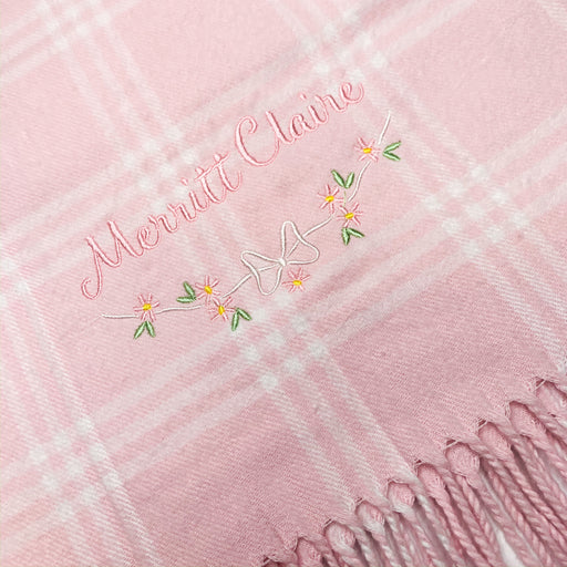 Baby Girl Pink Window Pane Monogrammed Receiving blanket Personalized gift