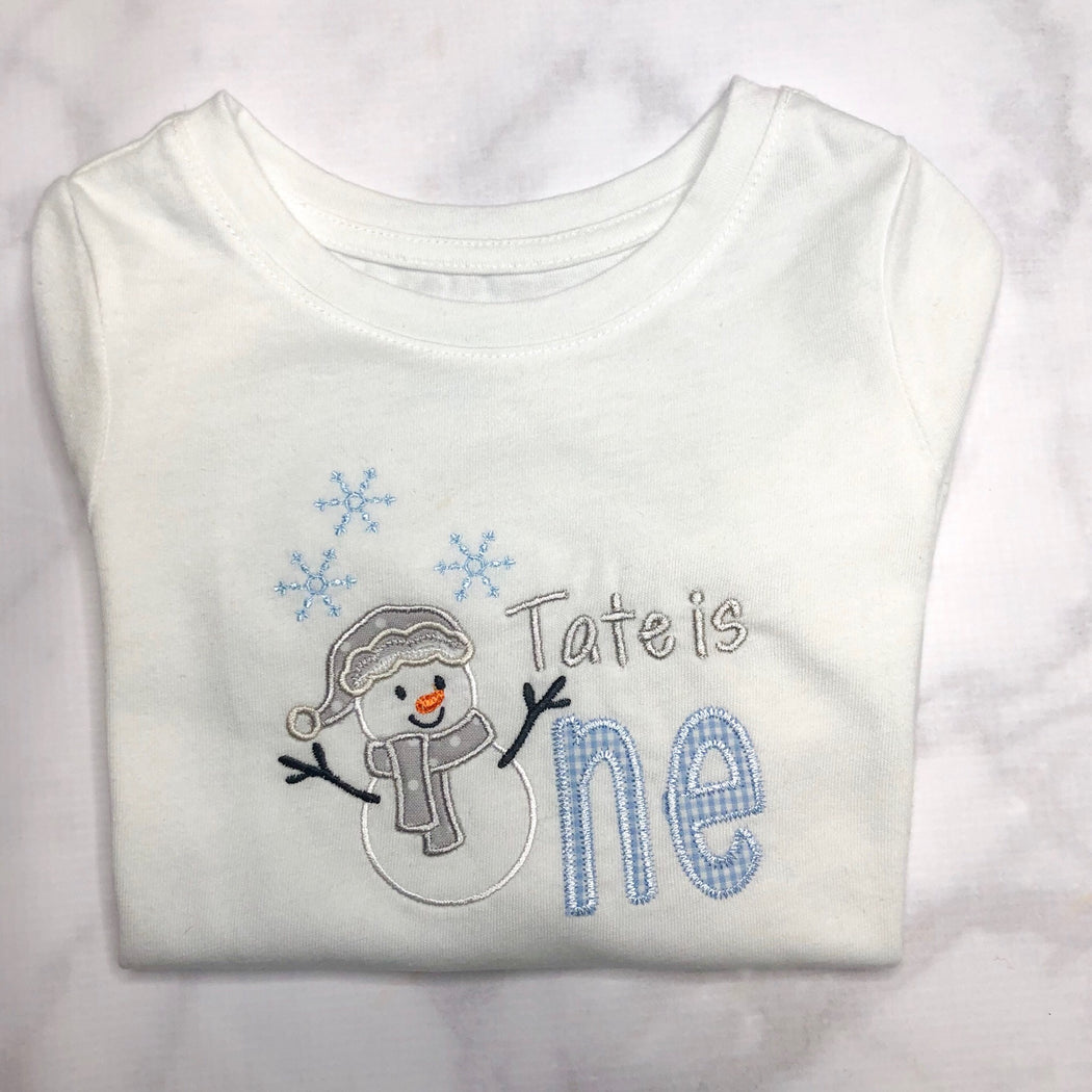 Baby Boy or Girl Personalized FIRST Birthday shirt - SNOWMAN Theme