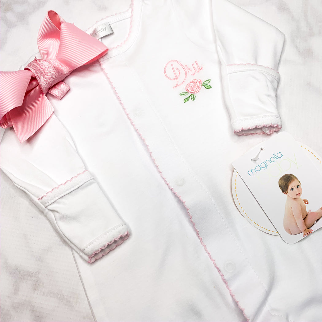 Baby Girl Coming Home footie, Personalized baby Gift