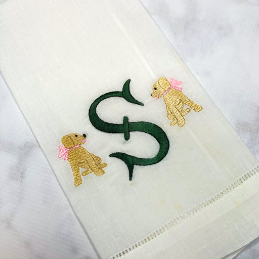 Monogrammed White Linen Hand/Guest Towel