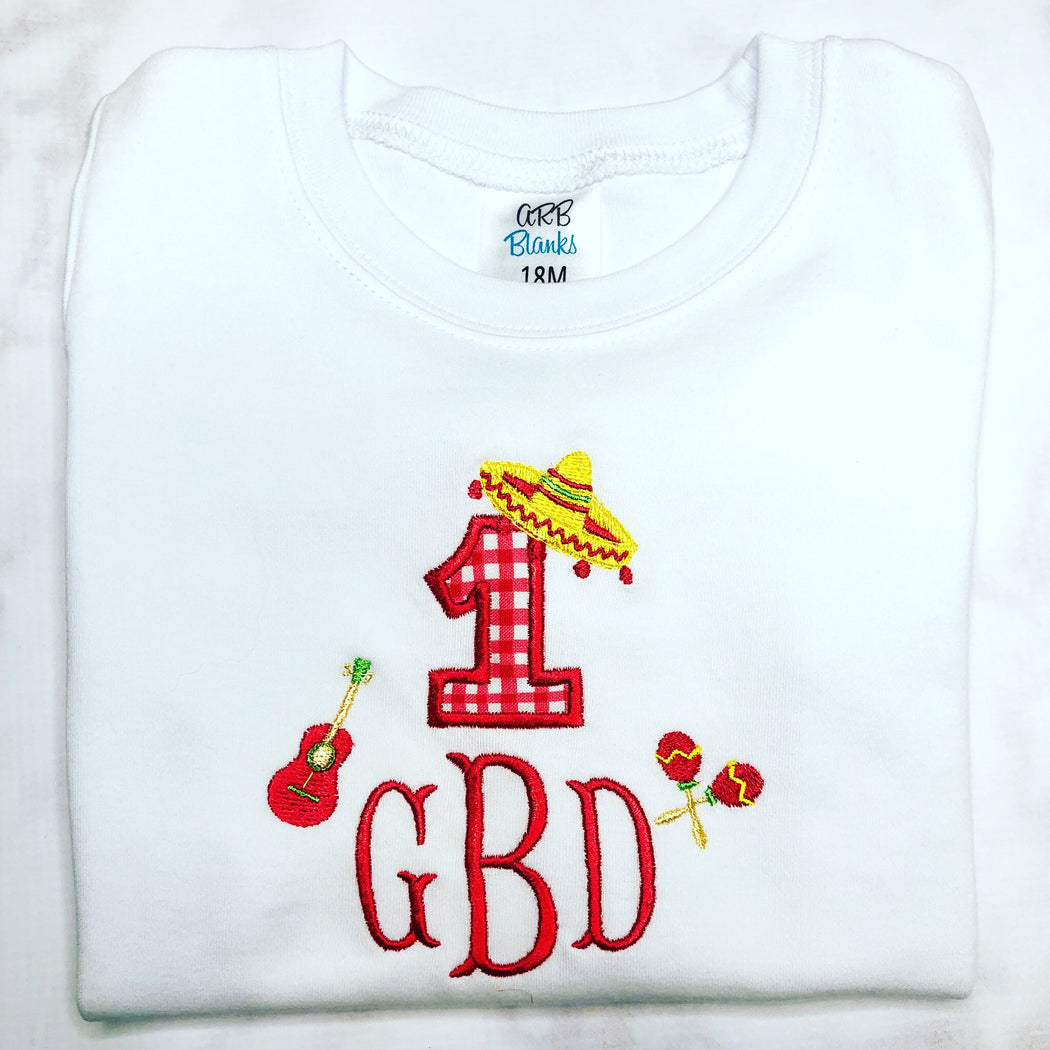 Baby Boy or Girl Personalized FIRST Birthday shirt - Mexican Fiesta Theme