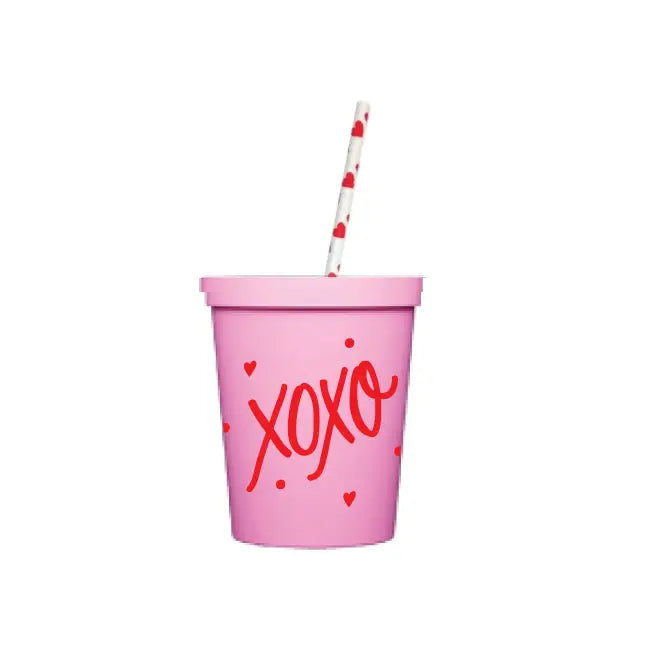 Valentine's Day Kids Cups XOXO 2 Colors with lids
