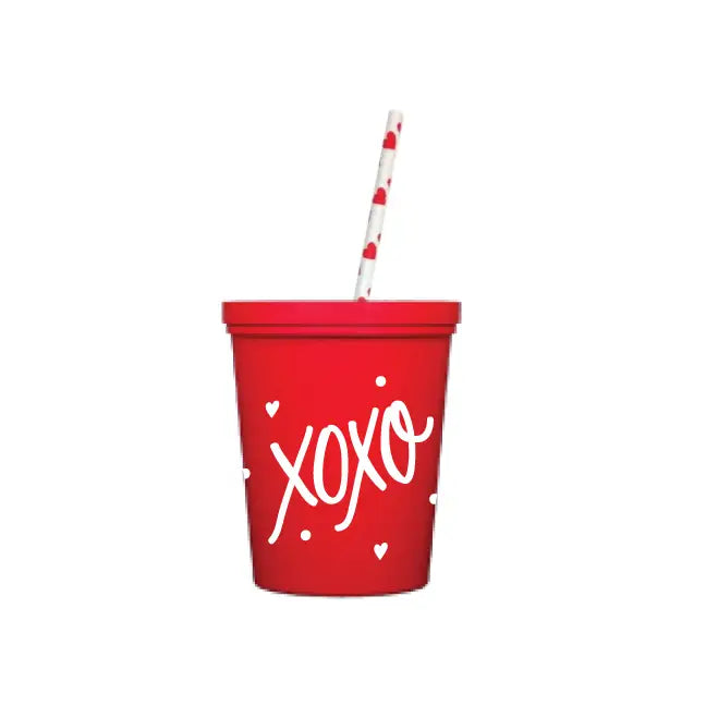 Valentine's Day Kids Cups XOXO 2 Colors with lids