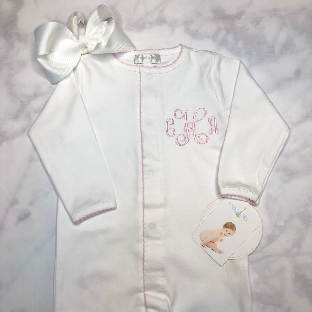 Baby Girl Coming Home Outfit, Monogrammed footie, Personalized baby Gift